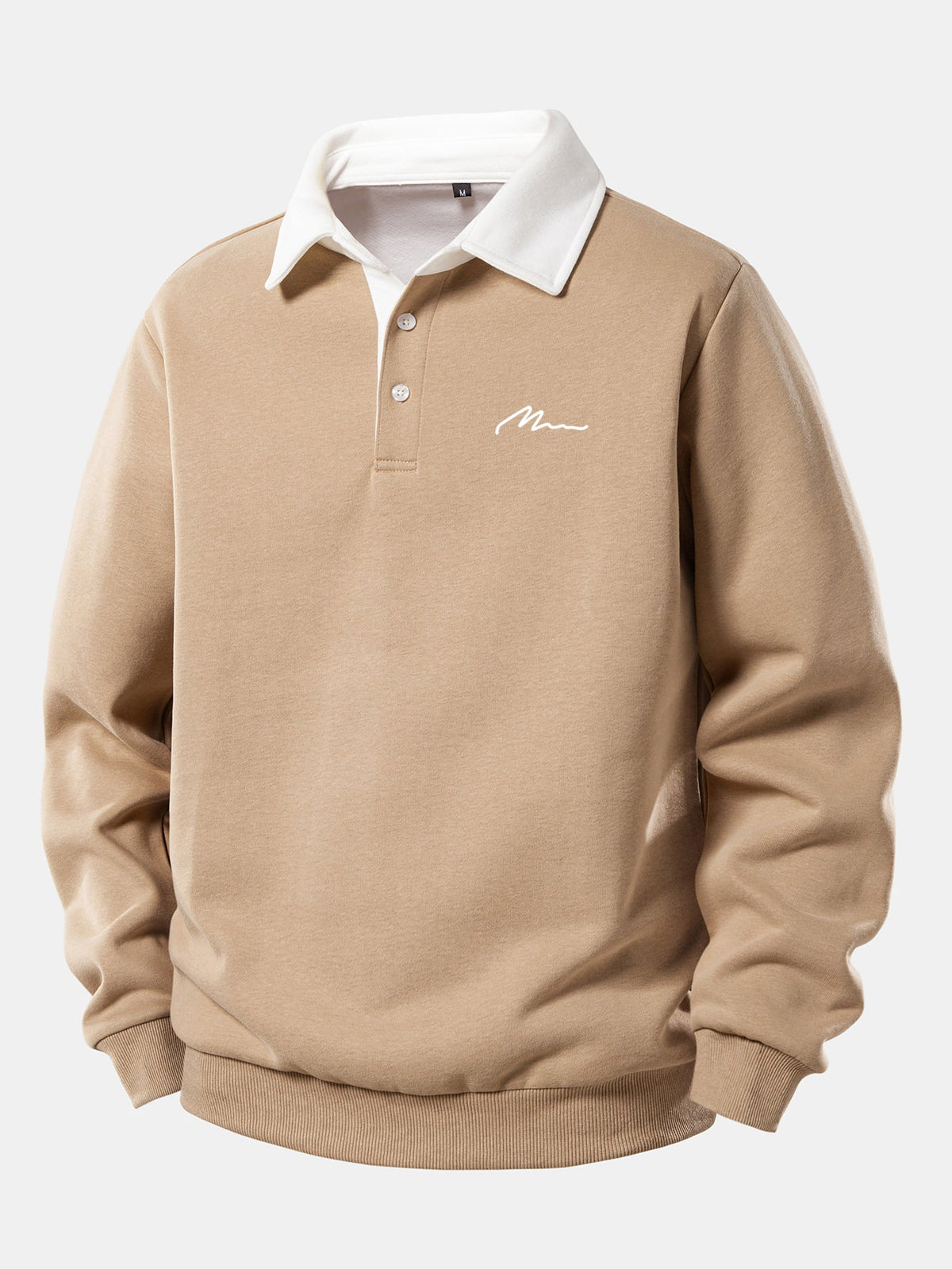 Herren Sweatshirt mit Kontrast-Polo-Kragen und Print