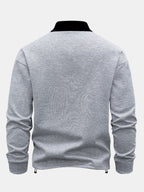 Kontraststreifen-Polo-Kragen-Sweatshirt