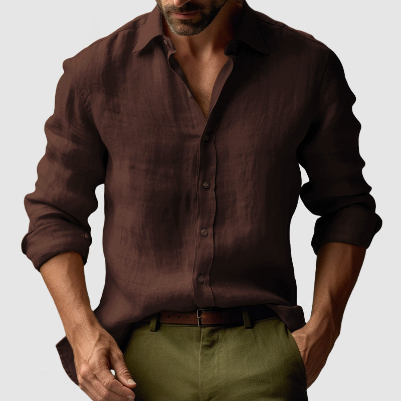 Nestore | Herren Vintage Leinenhemd mit langen Ärmeln