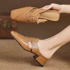 Rosel Leder-Mules mit quadratischer Zehenpartie