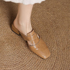 Rosel Leder-Mules mit quadratischer Zehenpartie