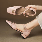 Elvane Leather Mary Jane Buckle Shoes