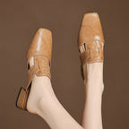 Rosel Leder-Mules mit quadratischer Zehenpartie