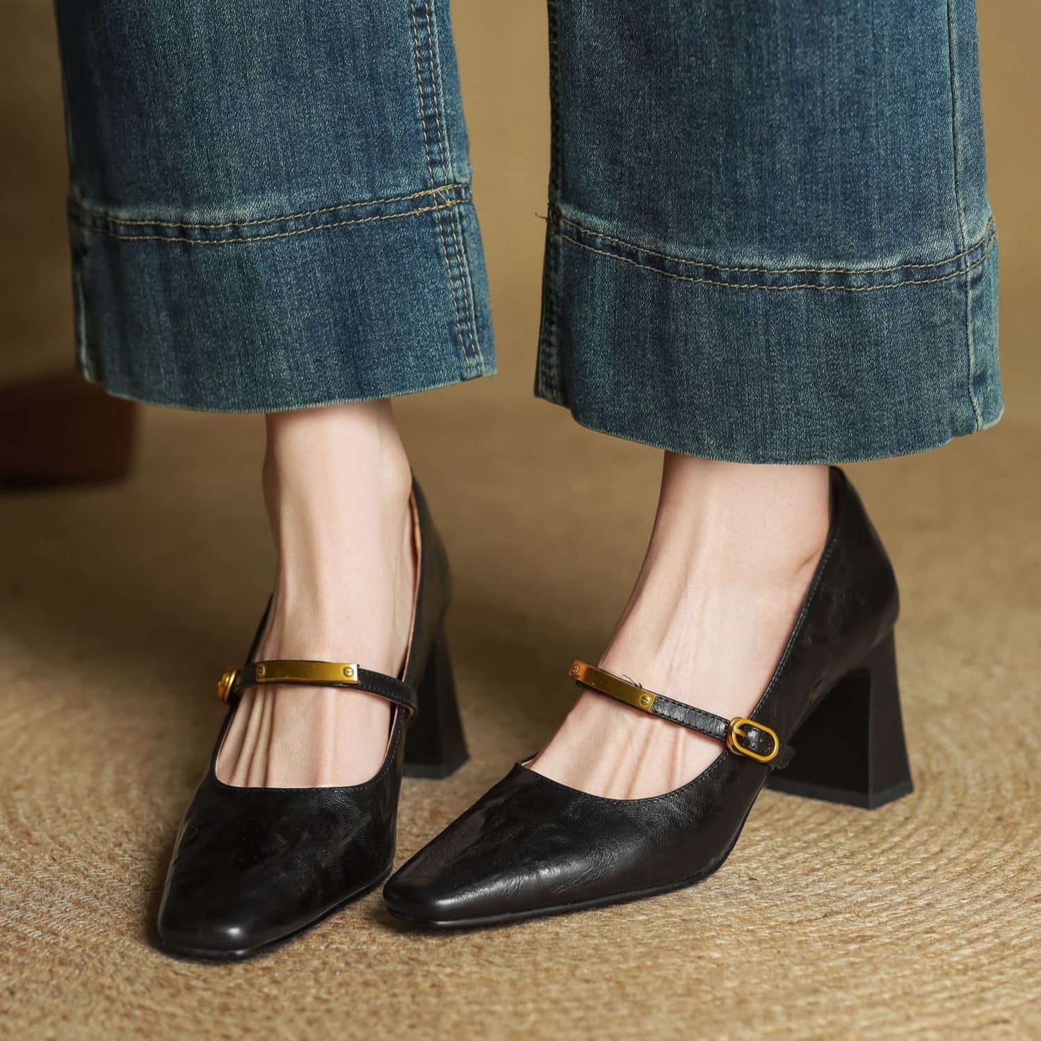 Marleon Leather Strap Heels