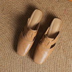 Rosel Leder-Mules mit quadratischer Zehenpartie