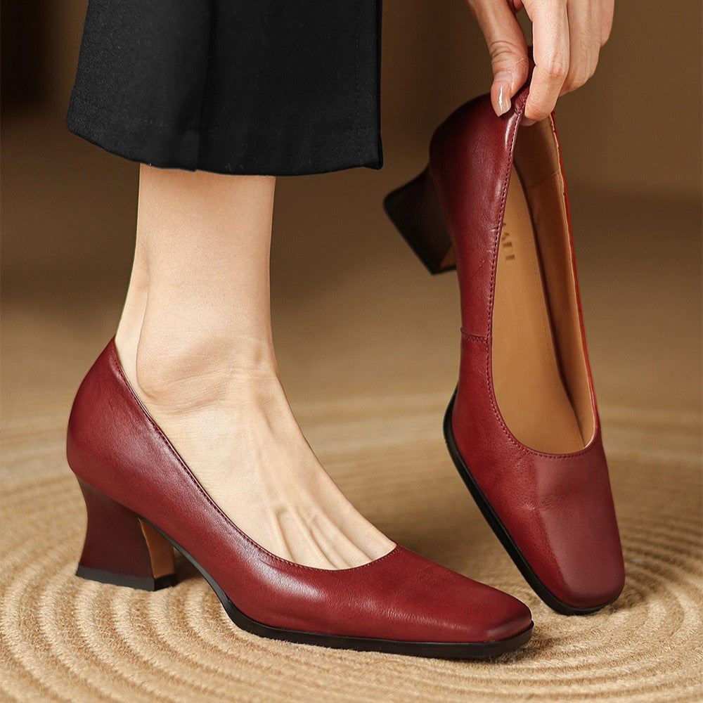 Oriel Leather Square Toe Pumps