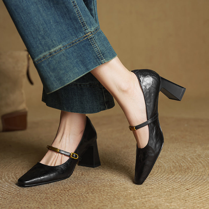Marleon Leather Strap Heels
