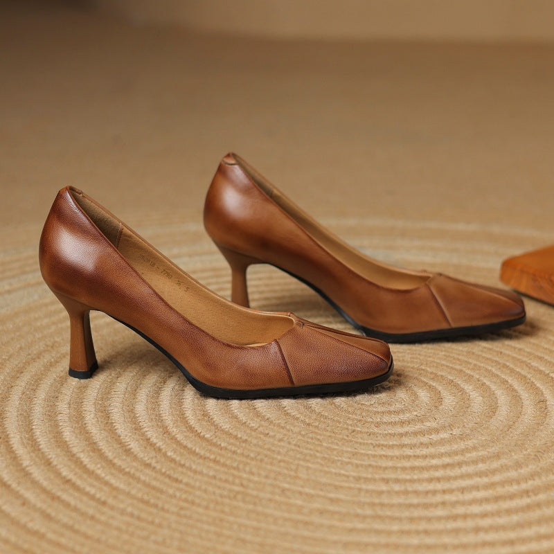Marisol Leder Pumps mit eckiger Zehenpartie