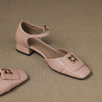 Elvane Leather Mary Jane Buckle Shoes