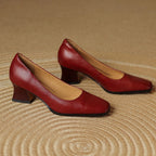 Oriel Leather Square Toe Pumps