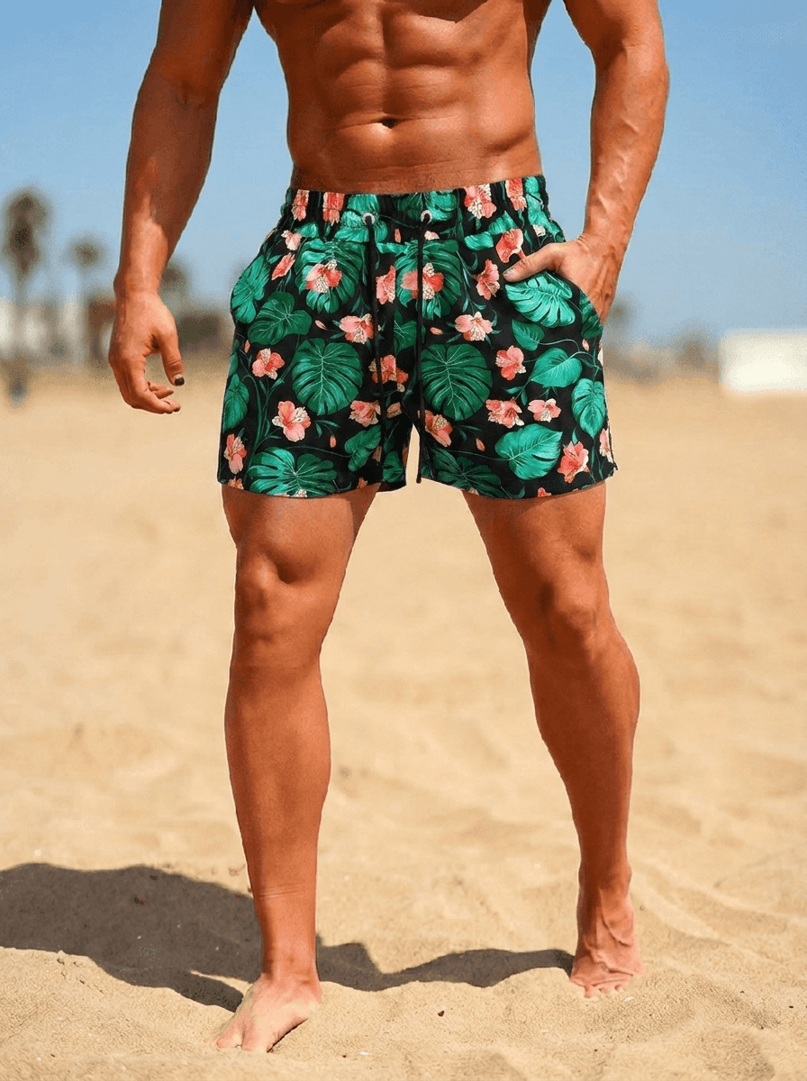 Mondeo Swim Shorts - Black Hibiscus