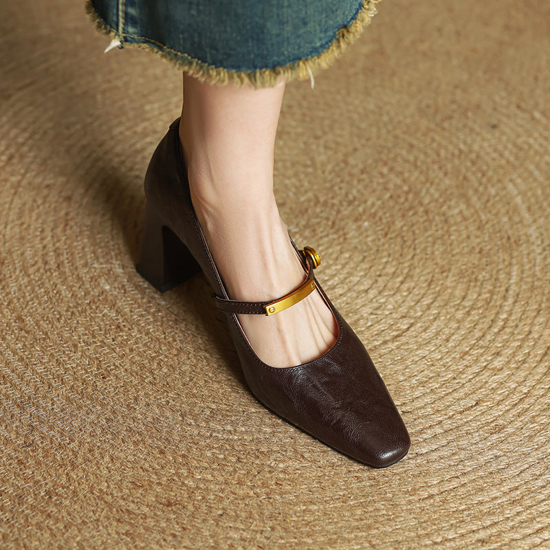 Marleon Leather Strap Heels