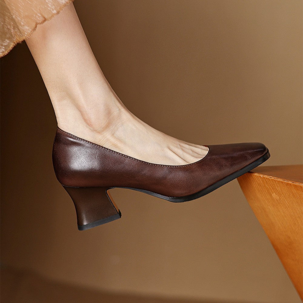 Oriel Leather Square Toe Pumps