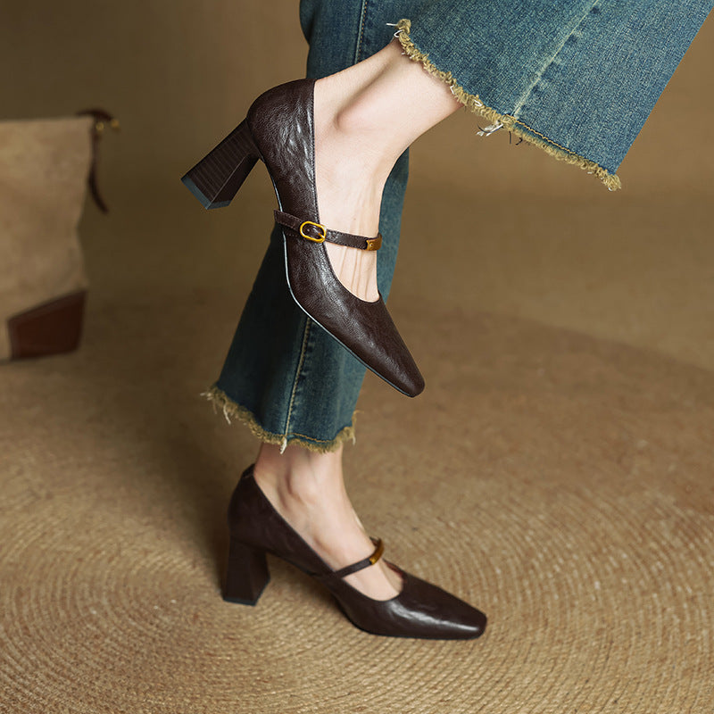 Marleon Leather Strap Heels