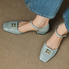 Elvane Leather Mary Jane Buckle Shoes
