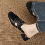 Rosel Leder-Mules mit quadratischer Zehenpartie