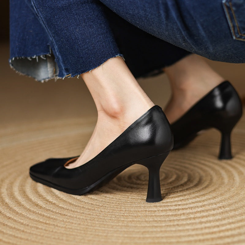 Marisol Leder Pumps mit eckiger Zehenpartie