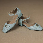 Elvane Leather Mary Jane Buckle Shoes