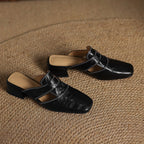 Rosel Leder-Mules mit quadratischer Zehenpartie