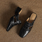 Rosel Leder-Mules mit quadratischer Zehenpartie