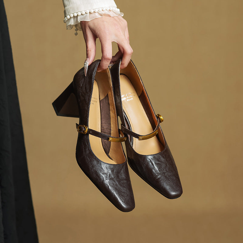 Marleon Leather Strap Heels