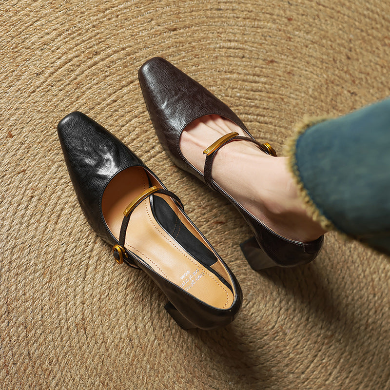 Marleon Leather Strap Heels