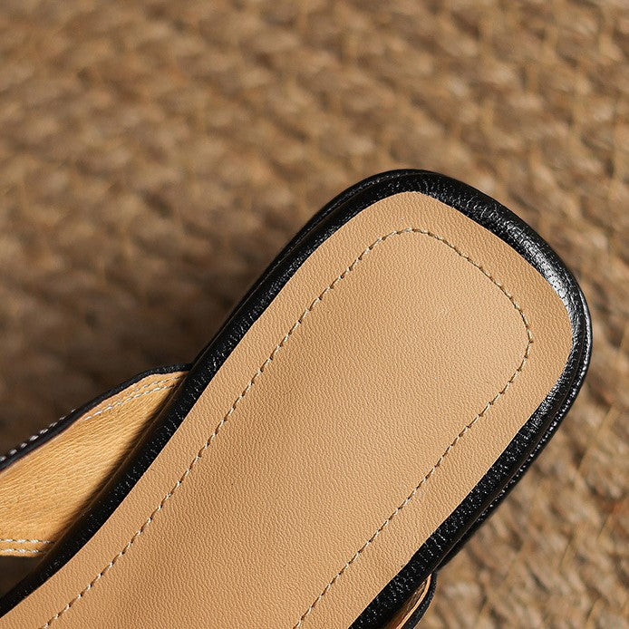 Rosel Leder-Mules mit quadratischer Zehenpartie