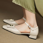 Elvane Leather Mary Jane Buckle Shoes