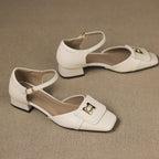 Elvane Leather Mary Jane Buckle Shoes