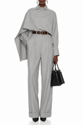 Cecilia Graue Asymmetrisches Drapiertes Blusen- und Hosen-Set
