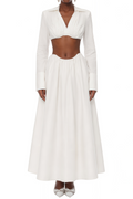 Alma White Ruffled Top & Skirt Set