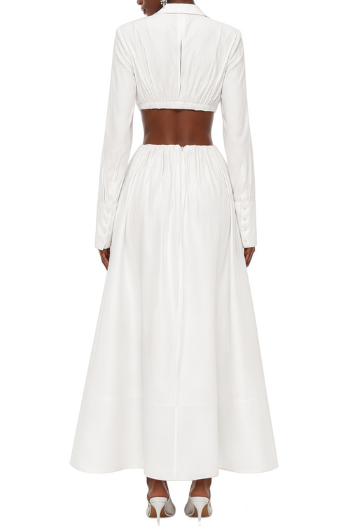 Alma White Ruffled Top & Skirt Set