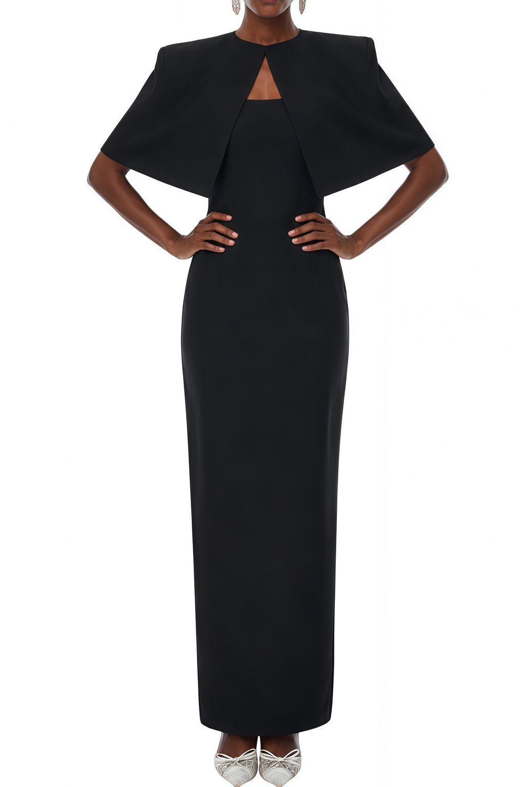 Jasmine Black Cape & Corset Maxi Dress Set