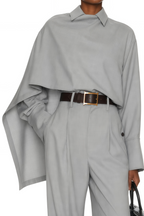 Cecilia Graue Asymmetrisches Drapiertes Blusen- und Hosen-Set