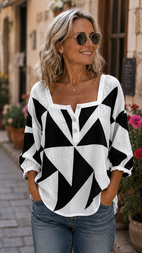 Beatrix | Komfortable Geometrische Bluse