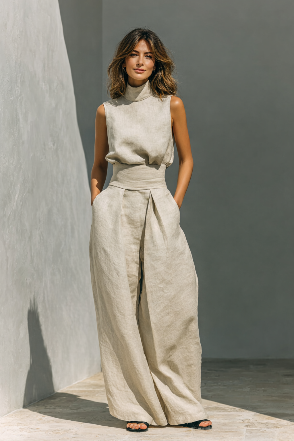 Maria | Minimalistisches Zweiteiler-Set mit weitem Bein