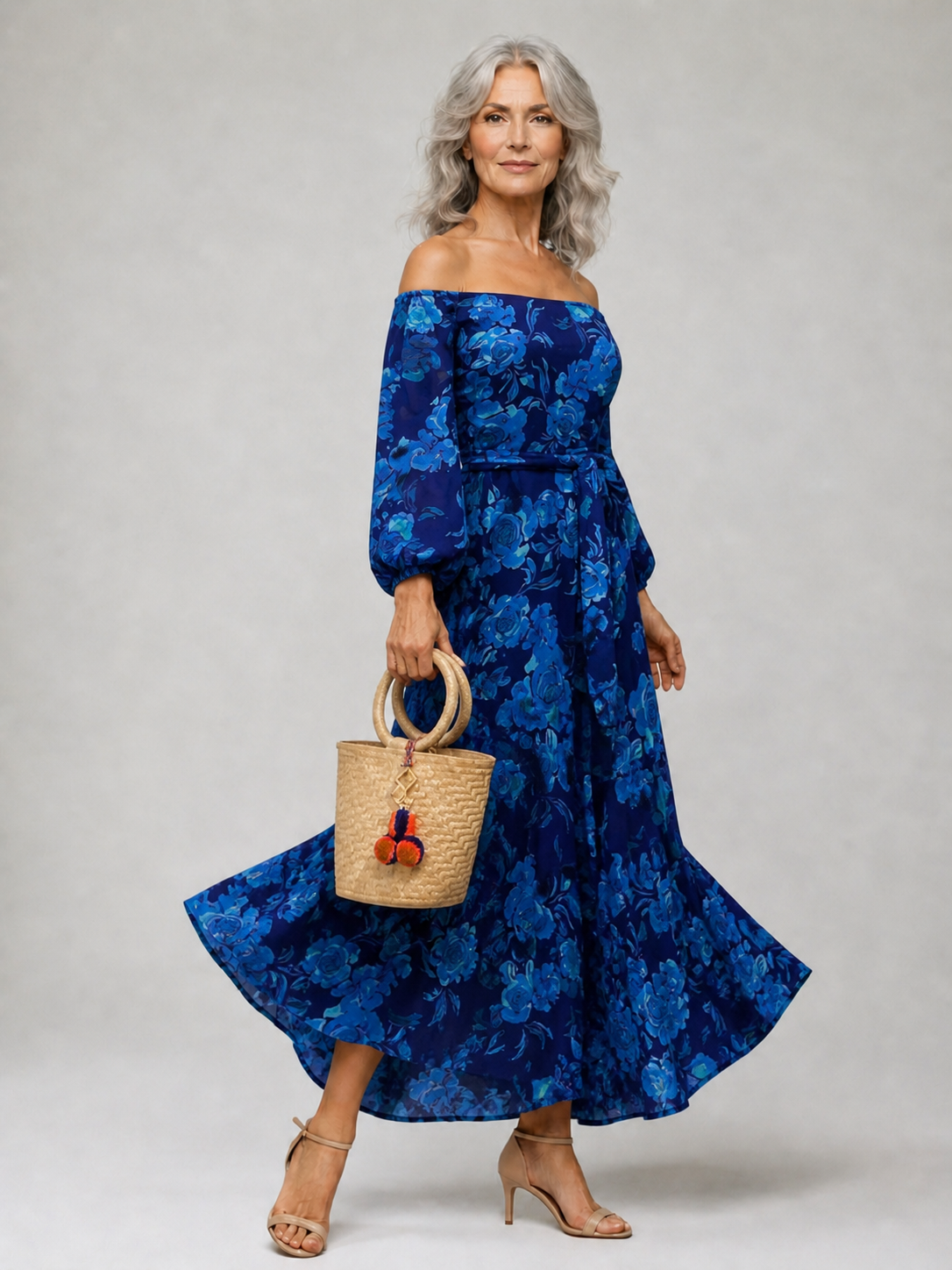 Francesca | Langarmkleid mit Blumenmuster