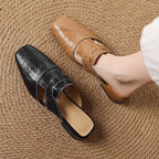 Rosel Leder-Mules mit quadratischer Zehenpartie