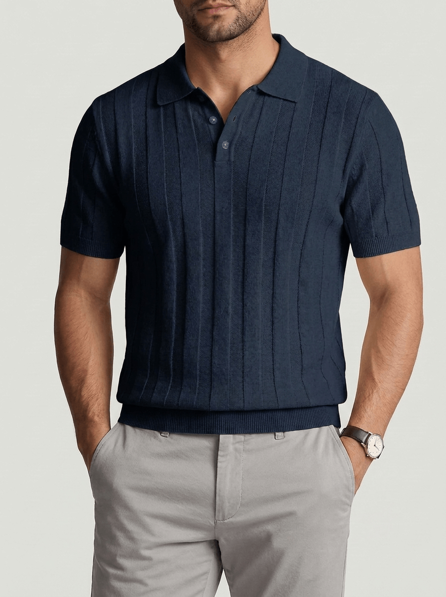 Dante Strick-Polohemd in Marineblau
