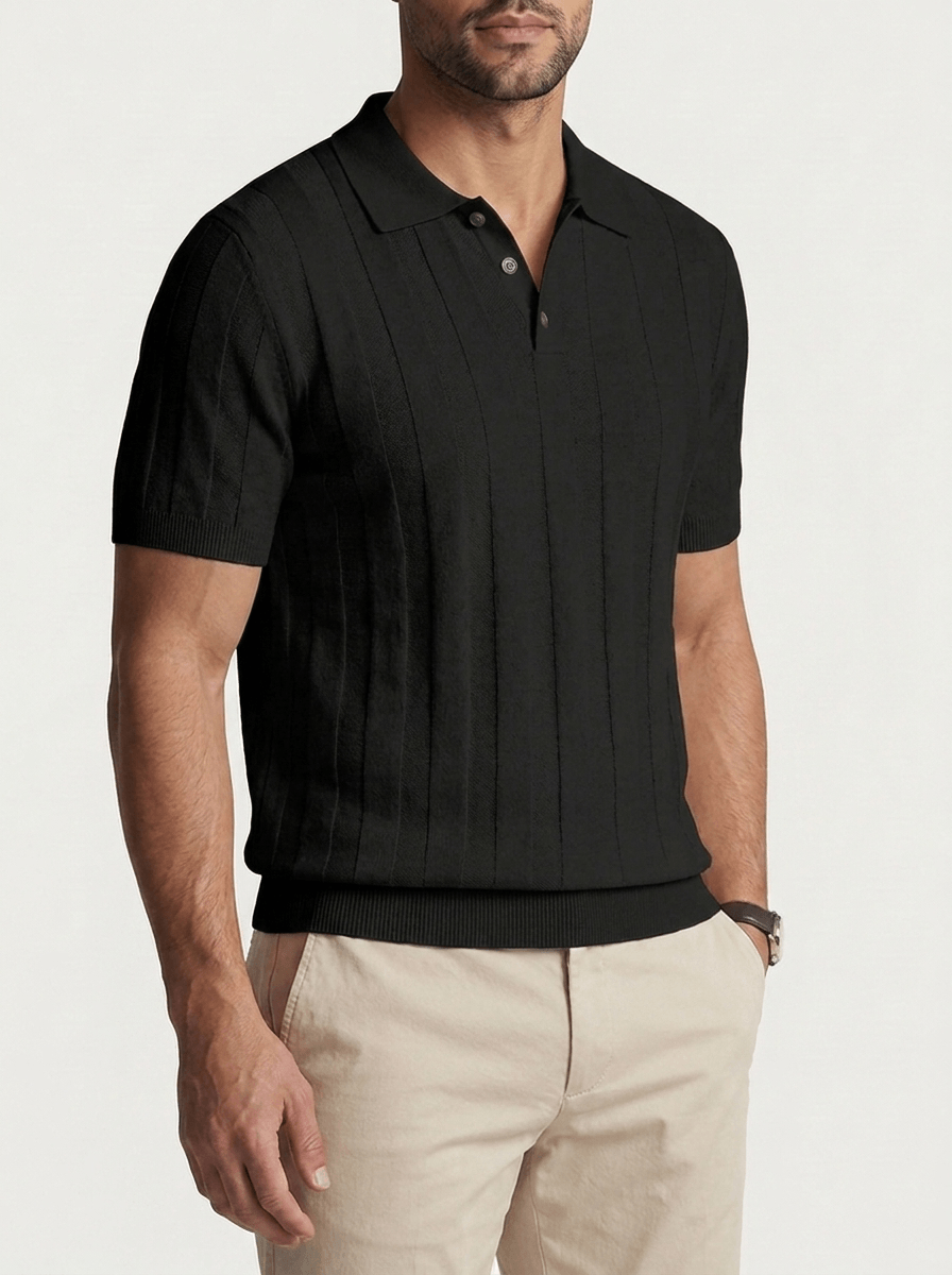 Dante Strick Polo Shirt - Black