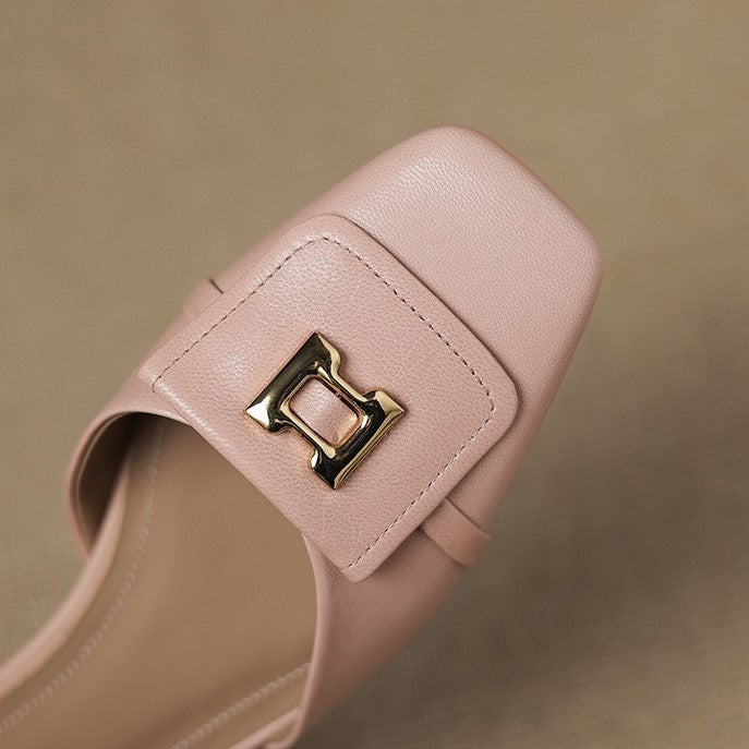 Elvane Leather Mary Jane Buckle Shoes