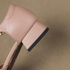 Elvane Leather Mary Jane Buckle Shoes