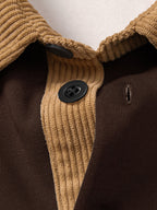 Entspanntes Herren Sweatshirt mit Kontrast-Polo-Kragen und Print aus Corduroy