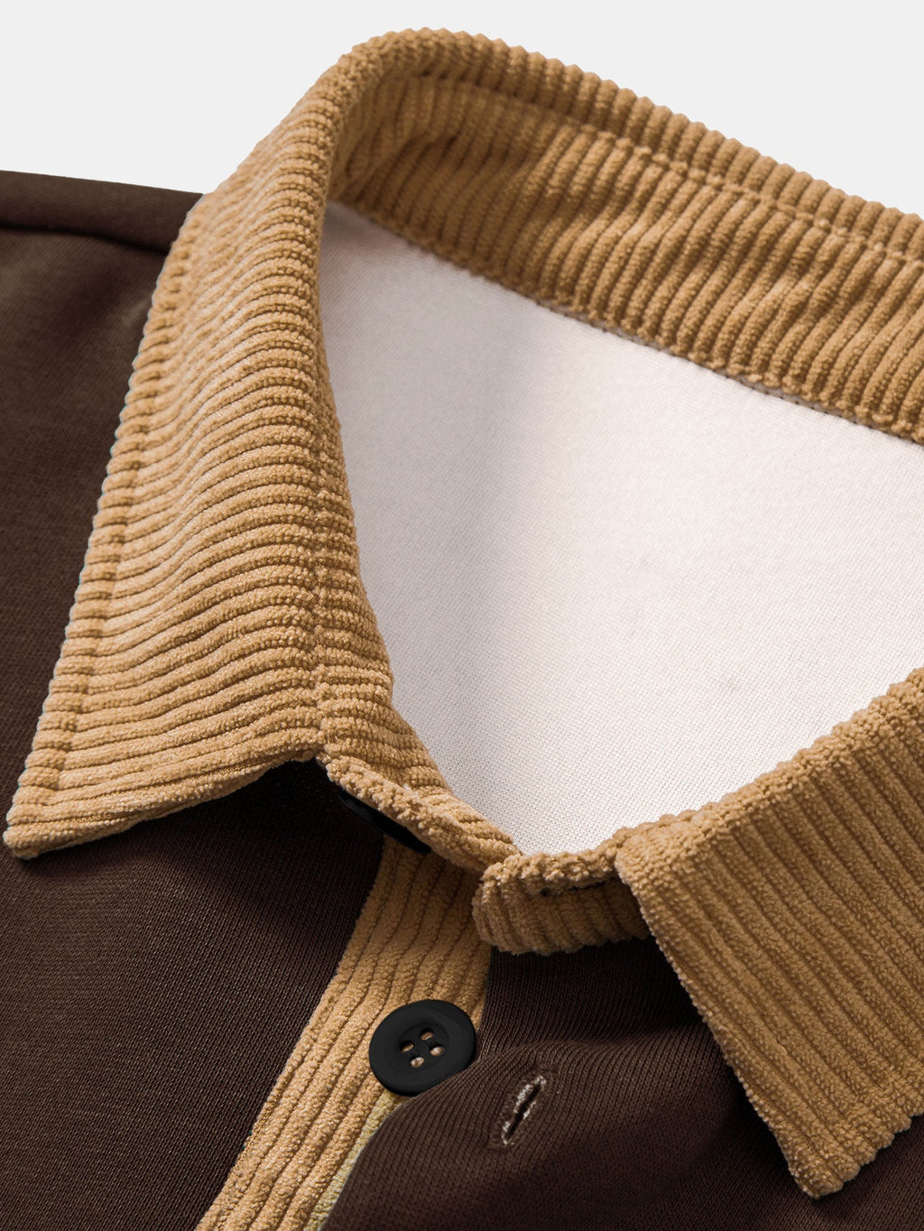 Entspanntes Herren Sweatshirt mit Kontrast-Polo-Kragen und Print aus Corduroy