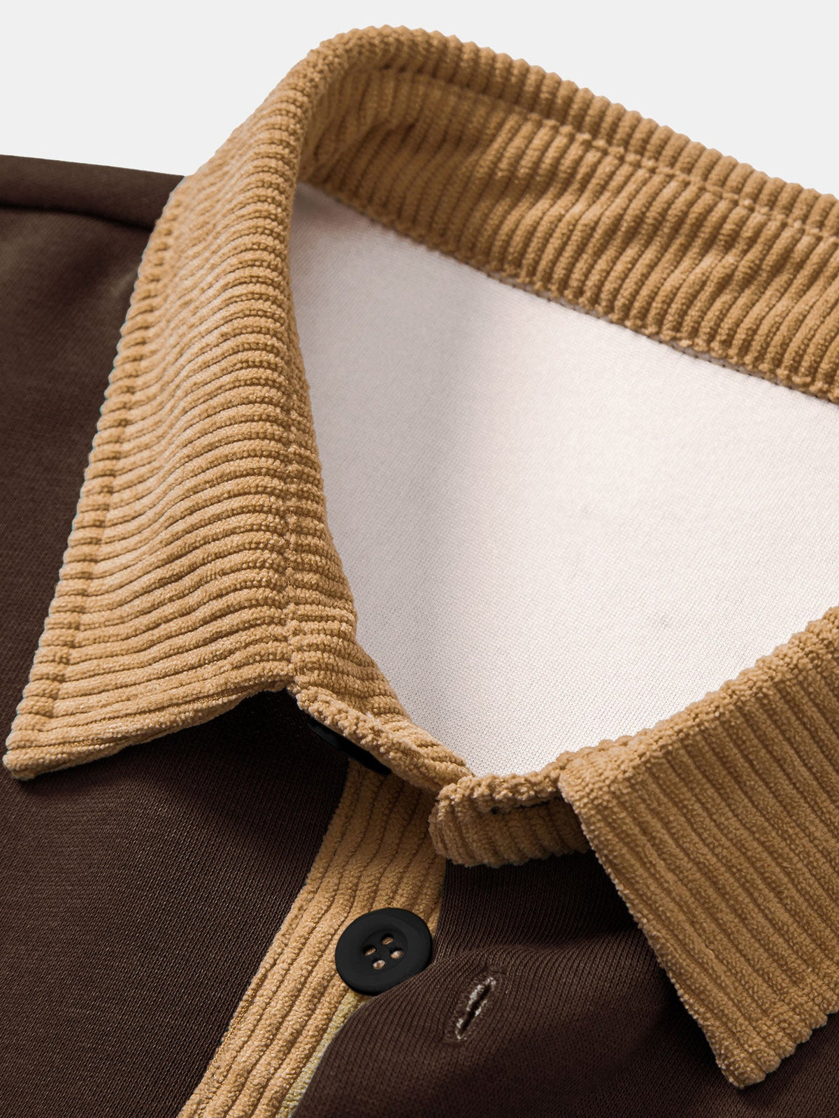 Entspanntes Herren Sweatshirt mit Kontrast-Polo-Kragen und Print aus Corduroy