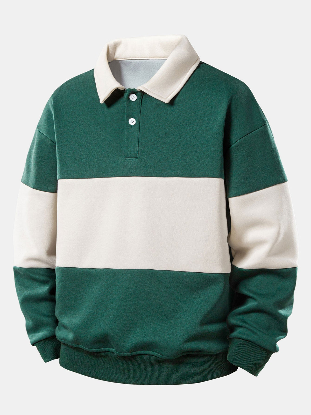Bequemes Sweatshirt mit Farbblock-Design und Polo-Kragen