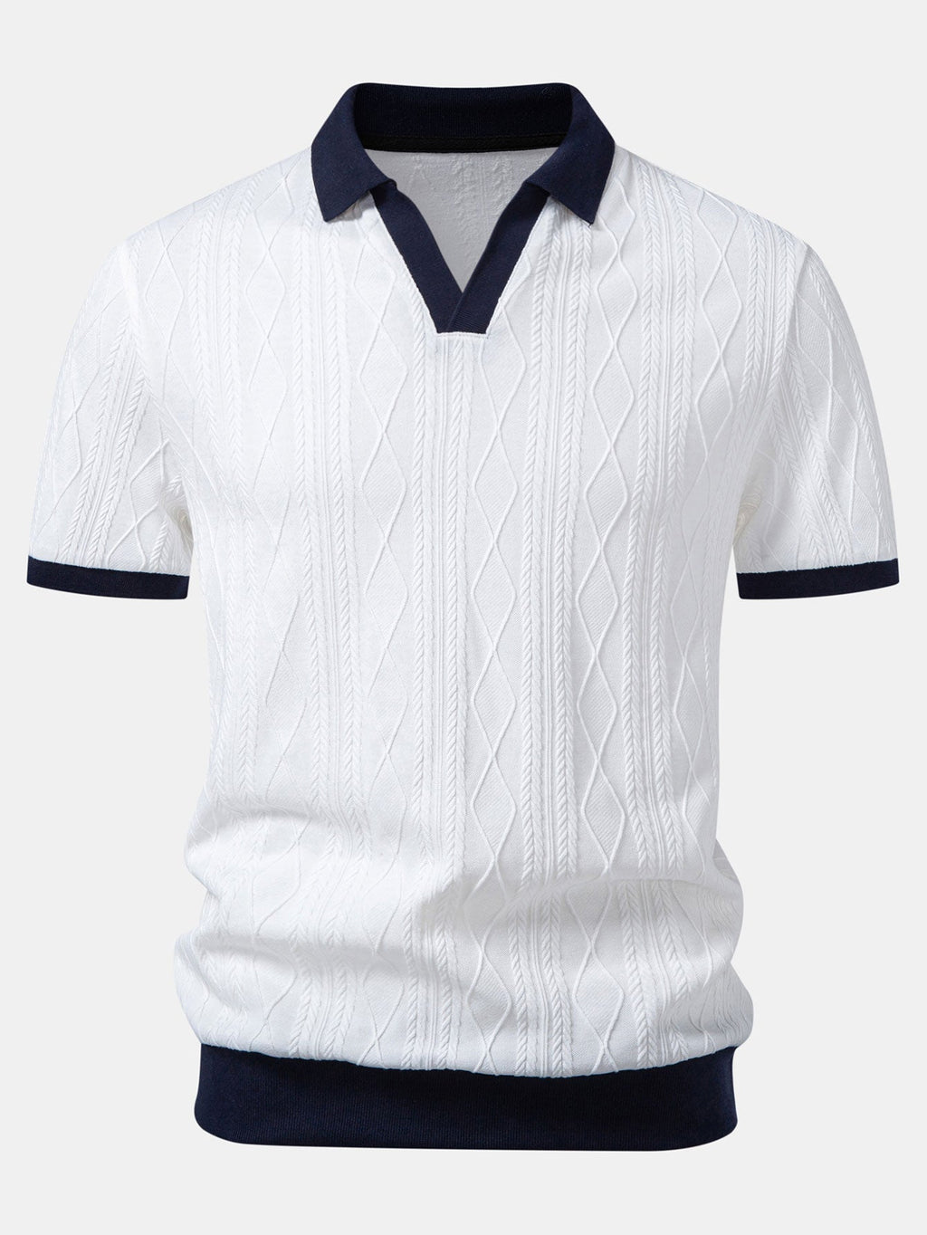 Polo mit geometrischem Jacquardmuster und Slim Fit Hose in schmaler Passform