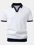Polo mit geometrischem Jacquardmuster und Slim Fit Hose in schmaler Passform