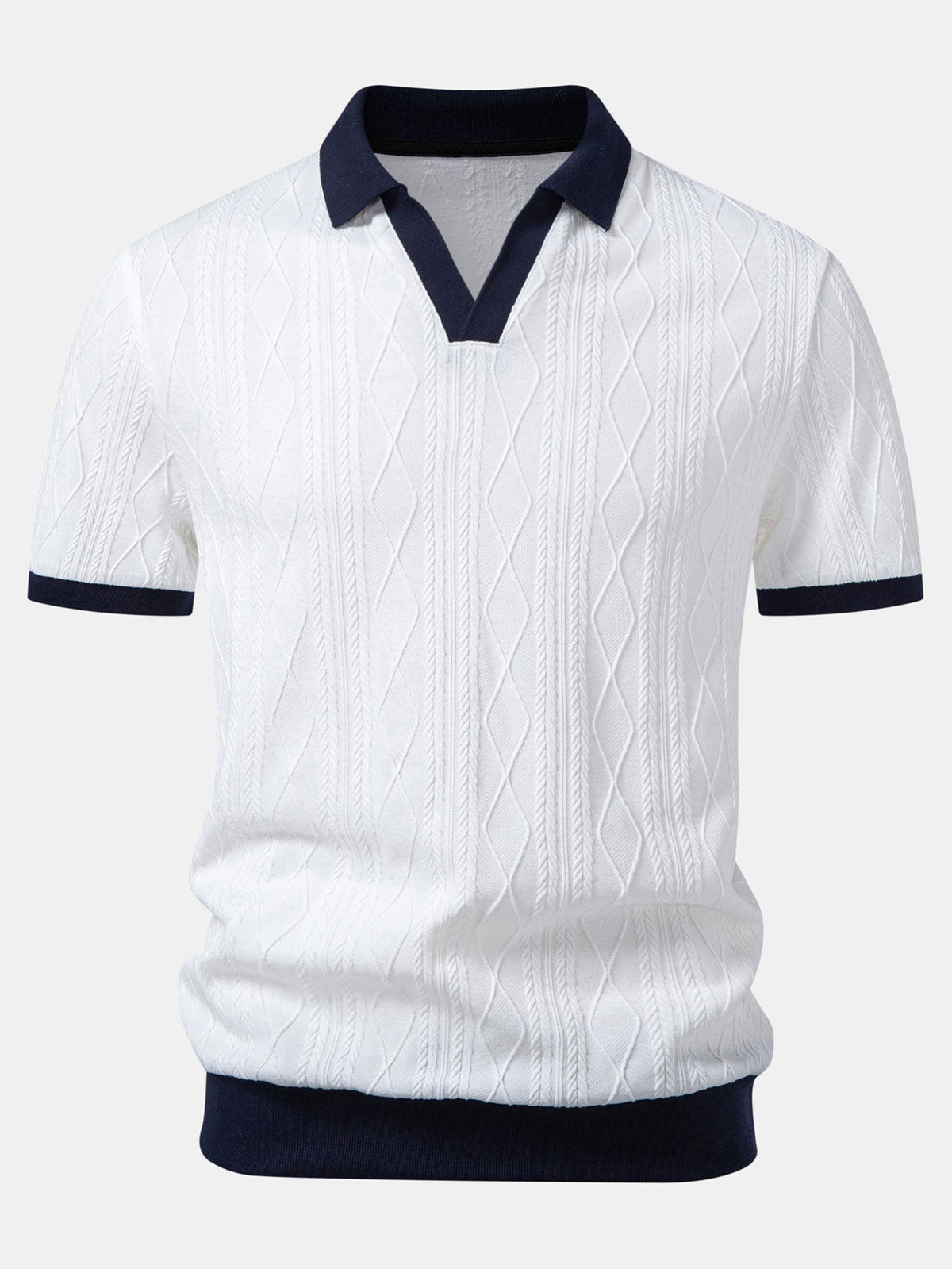 Polo mit geometrischem Jacquardmuster und Slim Fit Hose in schmaler Passform