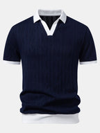 Polo mit geometrischem Jacquardmuster und Slim Fit Hose in schmaler Passform